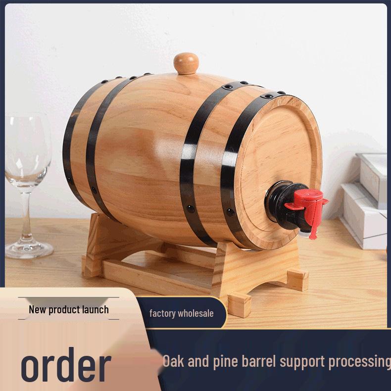 3L Oak Barrel for Red Wine - Wooden Horizontal Gift Cask