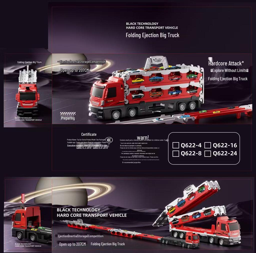 Transforming Toy Truck with Storage and Track, Ejects Small Alloy Cars - Ideal Gift for Kids