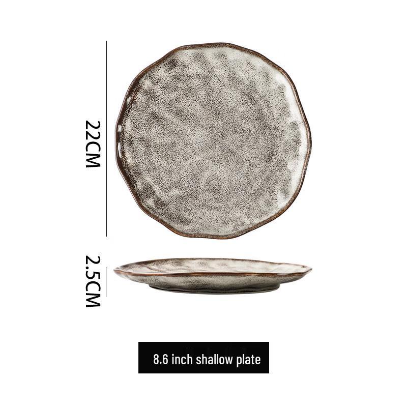 

Ru Han Japanese Stone Pattern Retro Dinner Plate