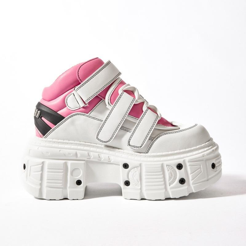 Spring New Gothic Punk Platform Boots Women Heavy Metal Chunky Heel Ankle Boots Dark Style