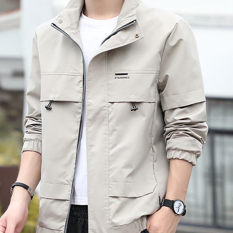 JEEP SPIRIT Men's Stand-Collar Casual Utility Jacket