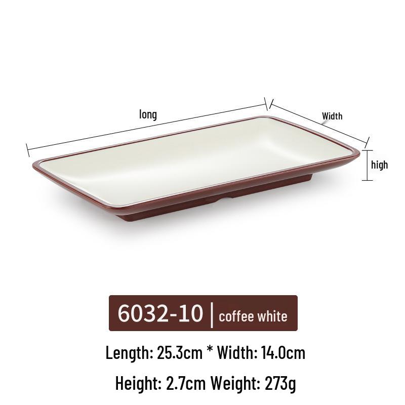 Melamine Rectangular Plate for BBQ & Side Dishes - Imitation Porcelain Tableware