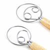 DIFENLUN Danish Dough Whisk Bread Mixer, 2-Pack, Stainless Steel Dutch Whisk Hand Mixer with Wooden Handle, Kitchen Baking Tool for Cakes, Desserts, S