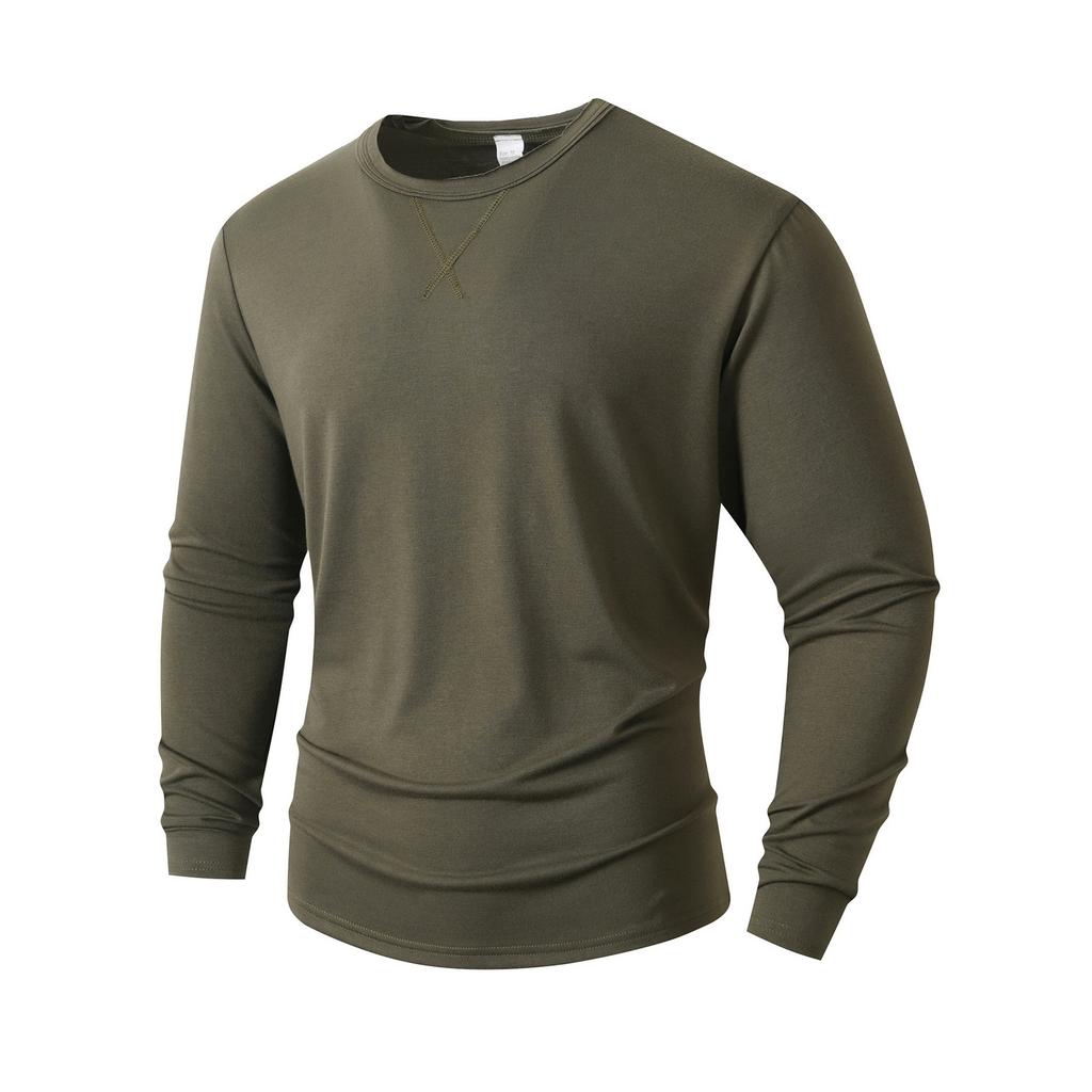 Men's Round Neck T-shirt, Cotton Base Shirt, Long Sleeved Top