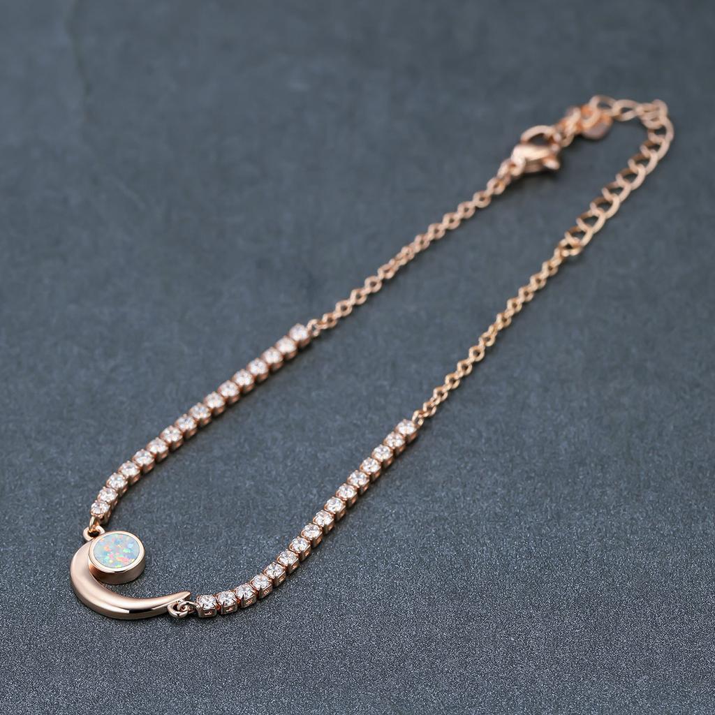 New Personalized Rose Gold Circular Crescent Diamond Inlaid Baita Bracelet