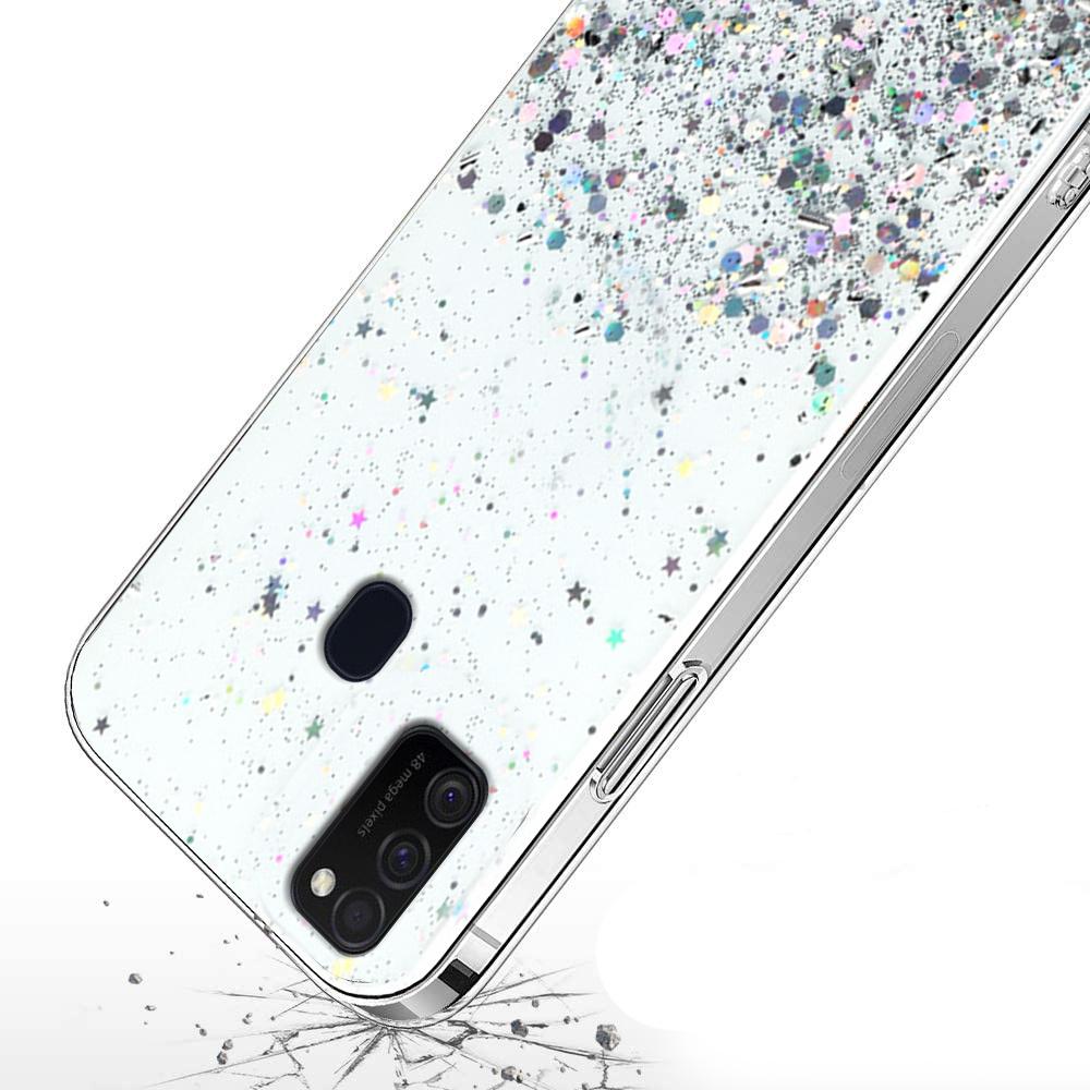 Case for Samsung Galaxy M21, Glittery, transparent