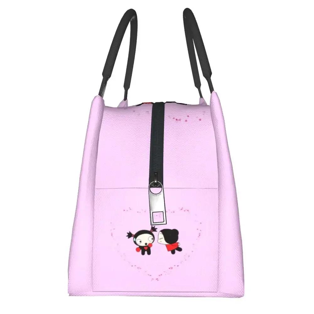 Pucca Loves Garu Lunch Bags Insulated Bento Box Leakproof Lunch Tote Picnic Bags Cooler Thermal Bag for Woman Student Work