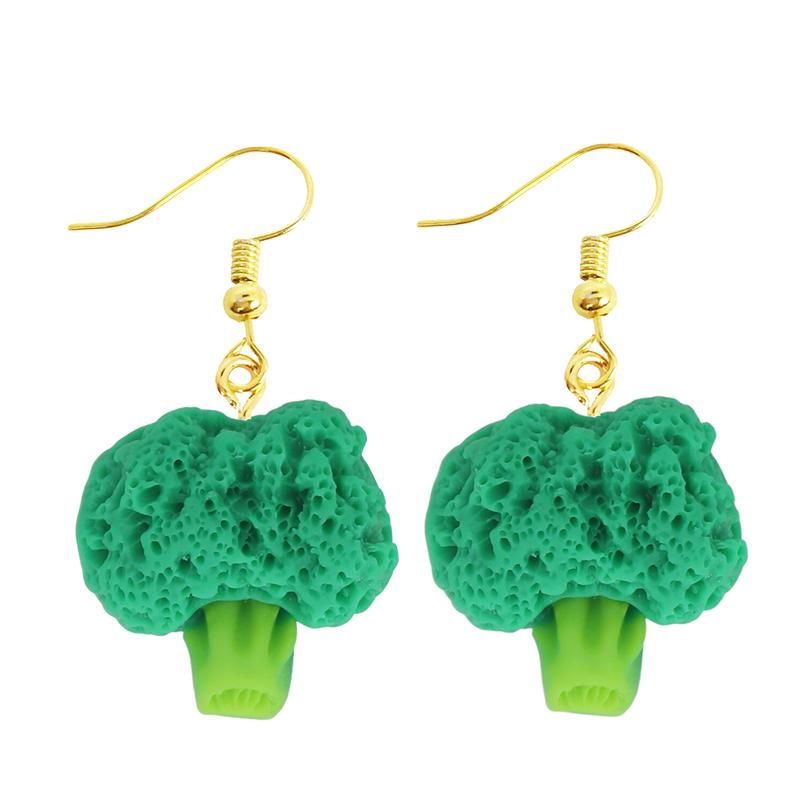 Women Earring Resin Drop Funny Custom Cute Girls Eardrop Kids Chocolate Strawberry Hamburger Dog Mushroom Broccoli Coffee