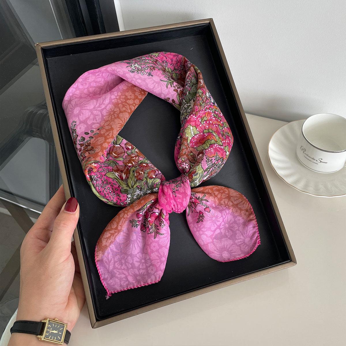 

Women Scarf Handkerchief Ethnic Retro Colorful Floral Pattern Head Scarves Bandana Muslim Headband Turban Hair Foulard