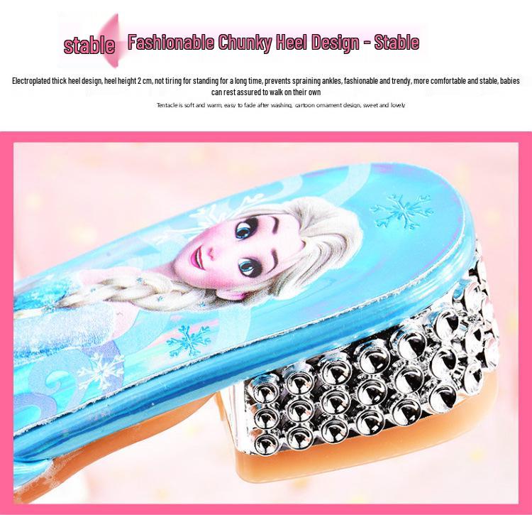 Elsa Blue Princess Summer Sandals for Girls - Cute High Heels Slippers