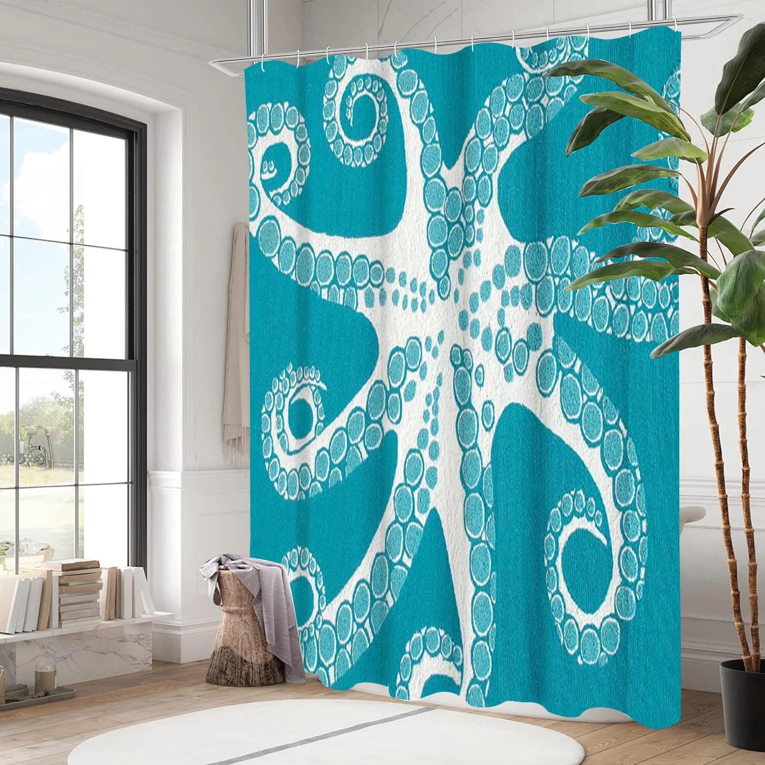 starfish pattern Bathroom Shower Curtain Dwarf Waterproof fabric bathroom Curtain With 12 Hooks Sunflower Home Deco W90xH180cm