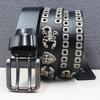 Authentic Double Needle Scorpion Cowhide Belt with Rivets - Personalized Western Style
