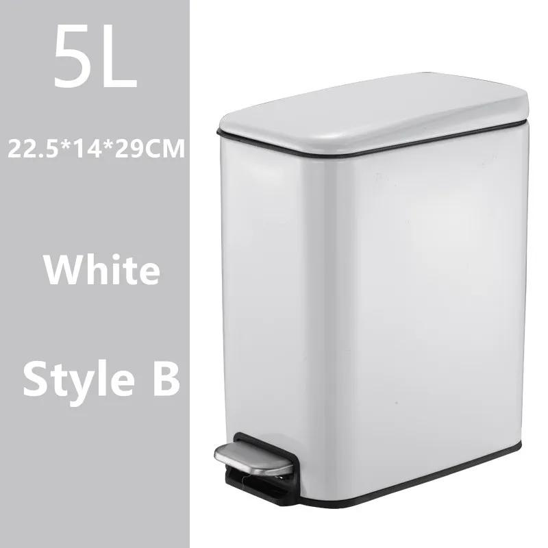 New 5L Stainless Steel Step Trash Can with Silent Gentle Lid for Kitchen Home Office Foot Pedal Trash Can Automatic Dustbin