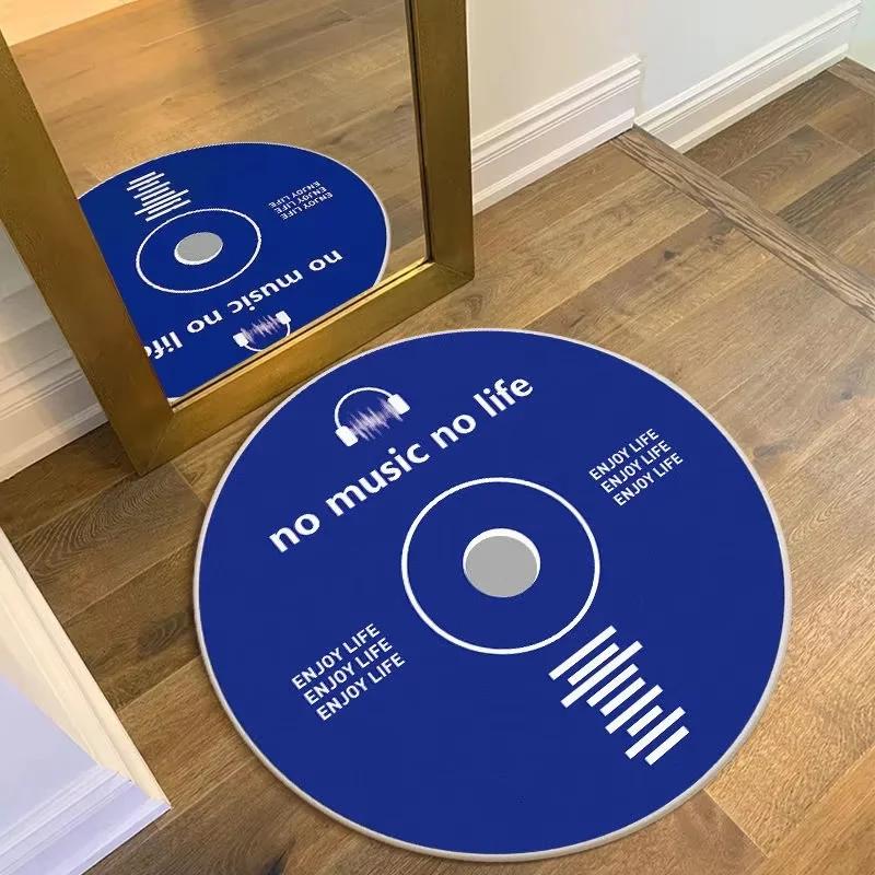 

Record Music CD Rugs Round Game Chair Floor Mat Bedroom Decorations Living Room Carpet Lounge Large Area Rugs Anti slip Mat 150cm
