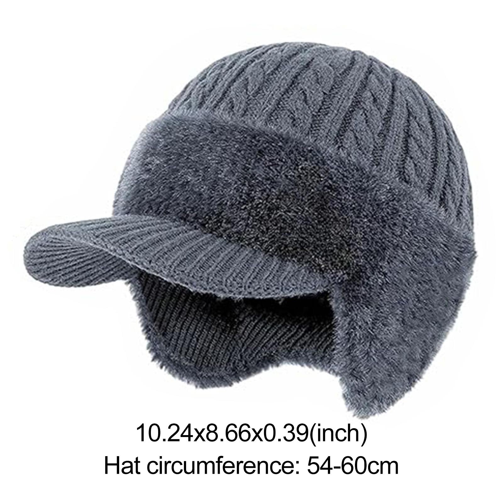 

Winter Beanie with Brim and Ear Flaps Outdoor Warm Fleece Lined Knit Hat Soft Breathable for Men Women Skiing&Outdoor Activitiy сірий