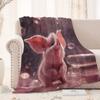 Cute Pink Pig Plush Flannel Blanket Inches - Soft Pink with Big Eyes & Floppy Ears, All-Season Cozy Throw for Bed, Sofa,