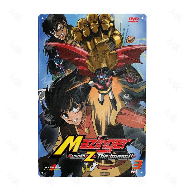 Anime Goldrake Goldorak Mazinger Z Metal Tin Sign Rectangle UFO Robot Grendizer Signs Plaque Bar Cafe Bedroom Wall Art Decor