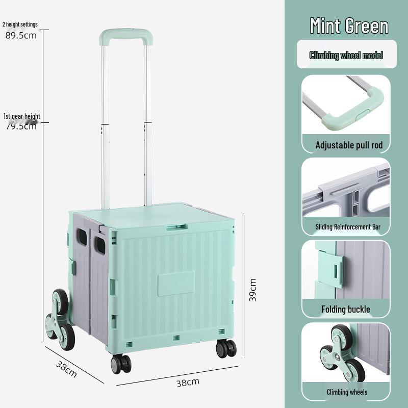 Younai Lightweight Portable Folding Shopping Cart with Trailer Trolley for Home Use