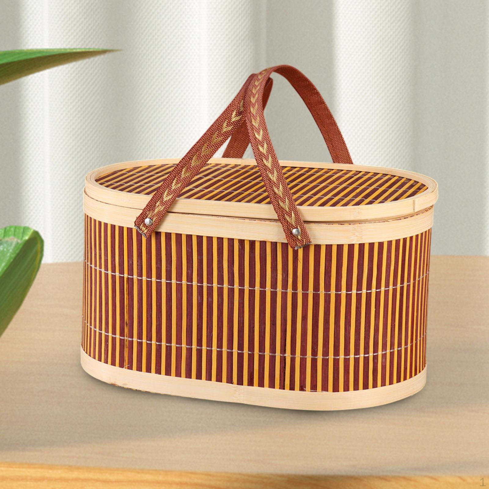 Бамбуковая плетеная корзина для цветов переносная с ручкой для покупок продуктов для Mooncake E 1186₽