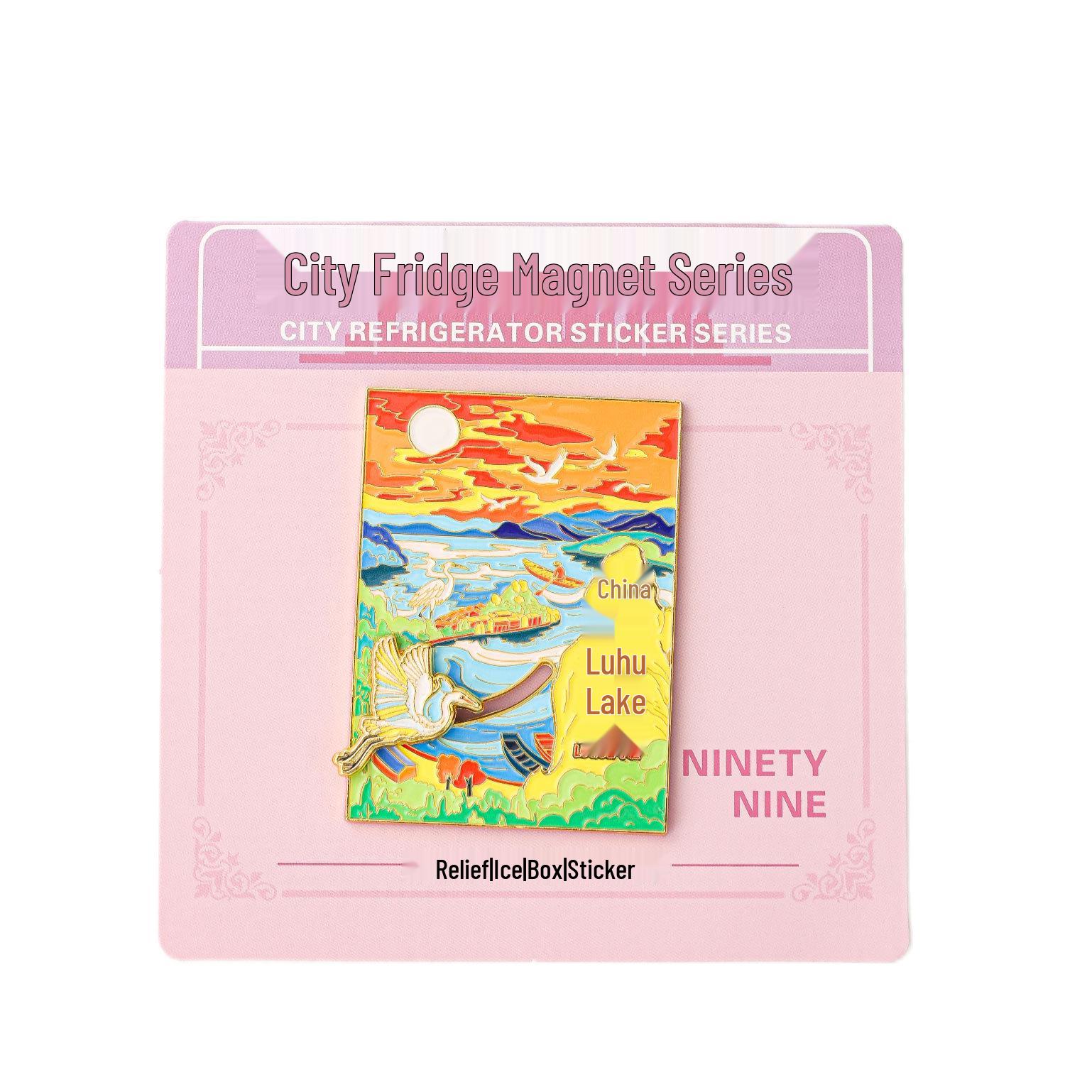 

Yunnan Lugu Lake Oil Painting Style Refrigerator Magnet - Strong Adhesion Travel Souvenir from Lijiang and Sichuan.