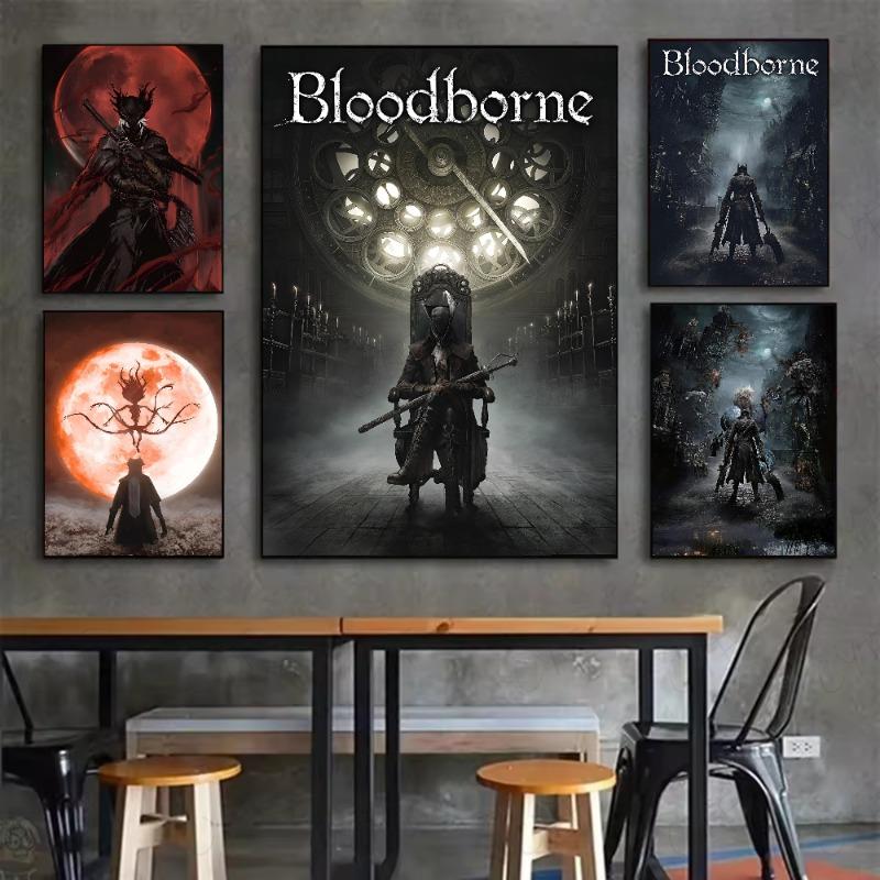 Dark Hunter B-Bloodborne Game Poster HD Art Sticky Wall Waterproof Home Living Room Bedroom Bar Aesthetic Decoration
