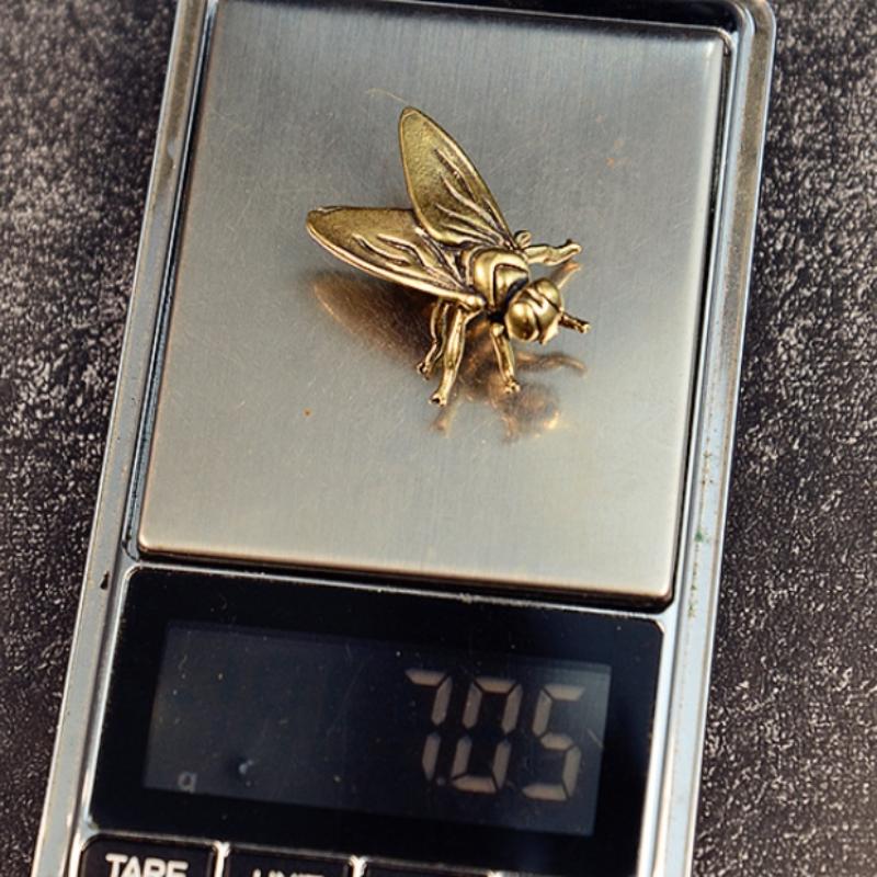 Office Desktop Decor Brass Fly Figurine, Vintage Craft Metal Insect Animal Statue for Home, Miniature Piece