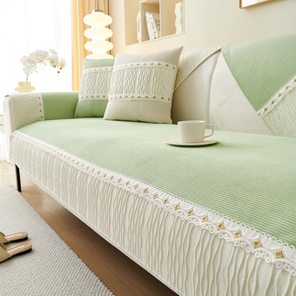 Striped Velvet French Sofa Cushion Winter Thickened Non-Slip Seat Cushions Sofa Cover Cover Cloth