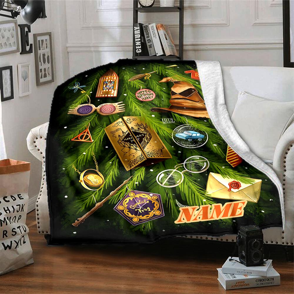 Custom Name "Harry's Magical Adventure" blanket for Couch & Bed, Plush Cozy Fuzzy Blanket Super Soft & Warm Blankets for Fall and Winter. 090864