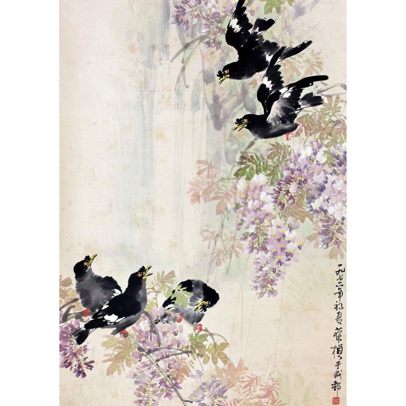 

Chinese Grapes Ink Wash Painting Poster for Home or Office Wall Décor Yellow Kraft Paper (No Glue) 30X42 cm