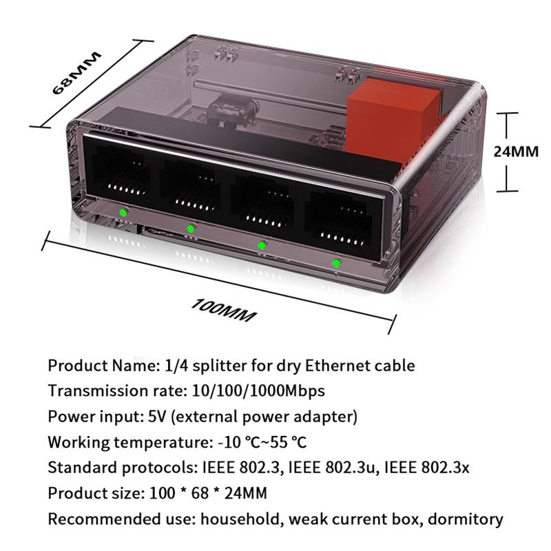 1000Mbps 5 Port Ethernet Switch Gigabit Ethernet Smart Switcher Rj45 Hub Internet Splitter For Router Pc Lan Full/Half Duplex