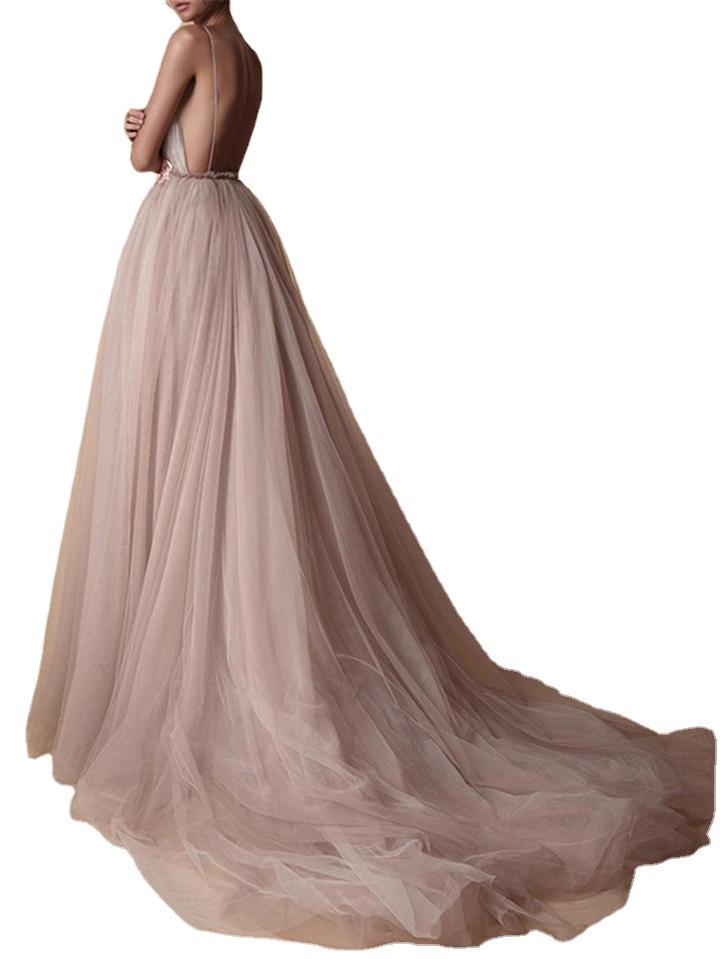 European and American Bridal Wedding Dress Women's New Banquet Suspender Bridesmaid Dress Wedding Dress