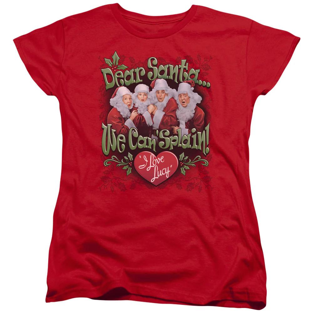 

I Love Lucy Dear Santa Womens T Shirt Red Officially Licensed XL