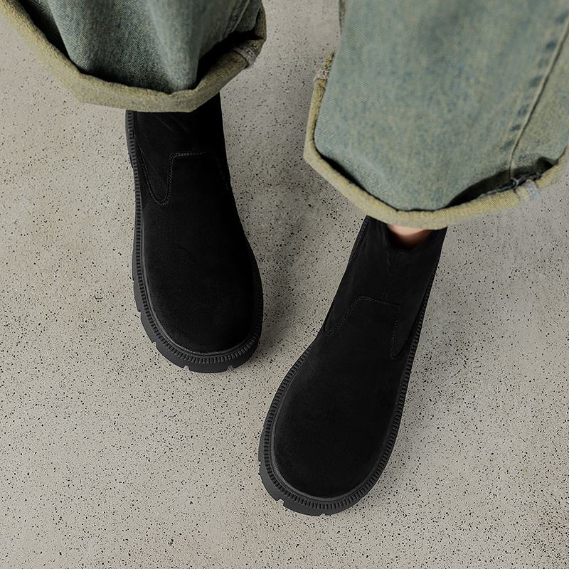 Krazing Pot Flock Round Toe Зимние толстые каблуки Современные короткие женские ботинки — фото 14