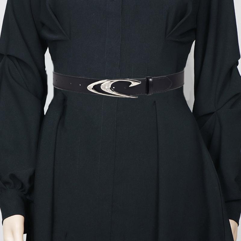 Punk PU Taillengürtel für Jeans Rock and Roll Hip Hop Nietengürtel Taillenband Glitzernde Schnalle mit Inkrustierten Strasssteinen