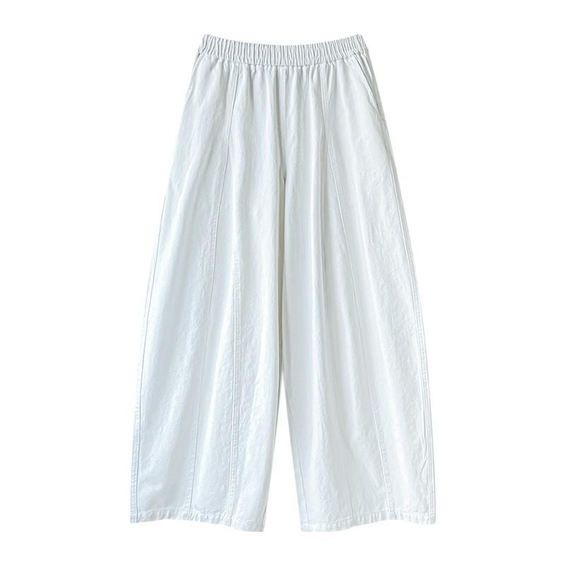 Womens High-Waisted Wide-Leg Cropped Pants In Dark Gray Vintage Style Loose Fit Casual Trousers