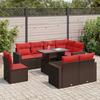 VidaXL Garden Lounge Set with Cushions 9pcs Brown Wicker Acacia, Outdoor Sofa Set, Garden Furniture 3326345