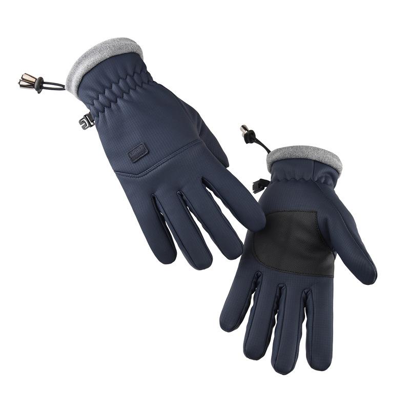 Men's Plus Velvet Windproof Cycling Gloves - Skin-Friendly, Touchscreen Compatible, Warm, Non-Slip for Autumn and Winter Outdoor Riding.