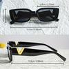 Trendy Black Cat-eye Women's Fashion Glasses - Retro PC Frame with Golden "V" Logo