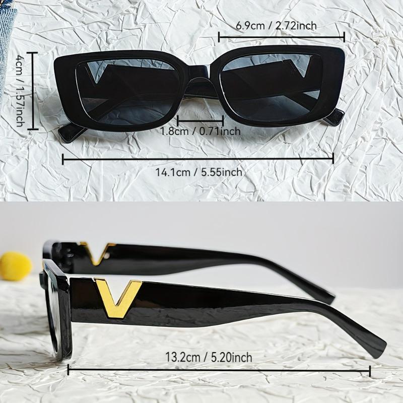 Trendy Black Cat-eye Women's Fashion Glasses - Retro PC Frame with Golden "V" Logo