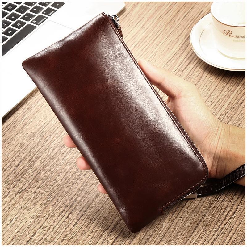 Hochwertige, modische Herren- und Damen-Handy-Geldbörse, Kartenhalter, Geldbörse, Reißverschluss, großes Fassungsvermögen, lange Clutch-Geldbörsen für Männer mit Handschlaufe