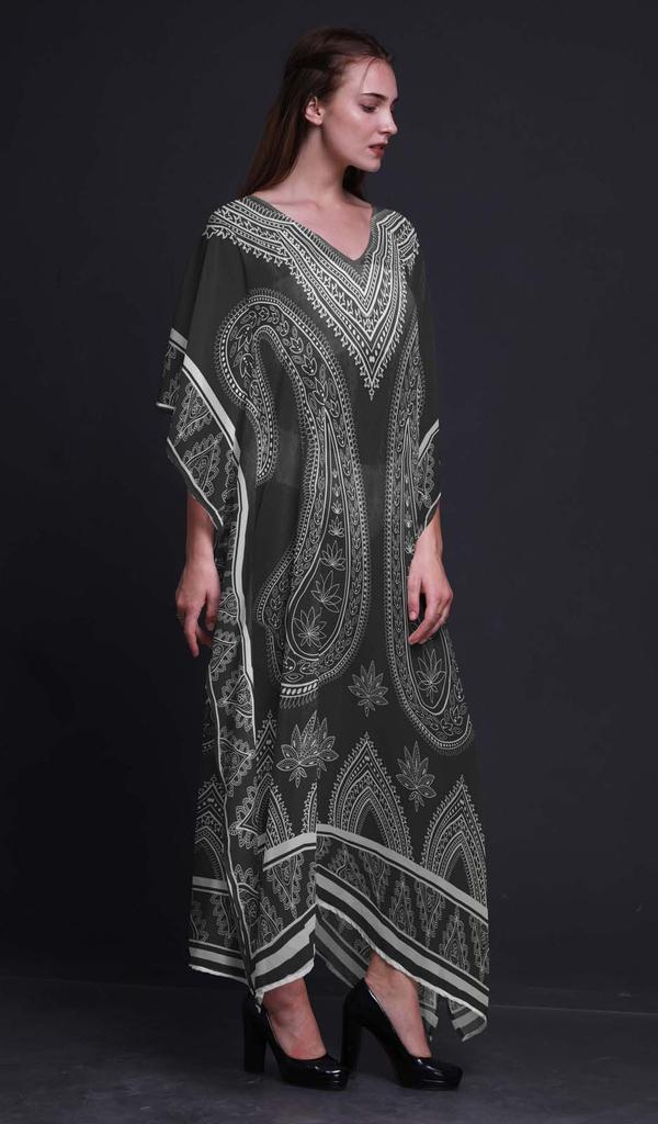 Phagun Floral & Paisley Beach Kaftan Bikini Cover Up Womena    S Maxi Dress Long