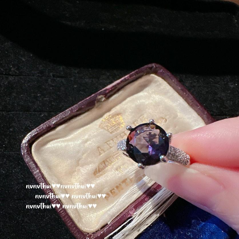 Lavender Purple Sapphire Water Drop Necklace, Super Beautiful, Plated With 18K Gold, Grape Purple Large Carat Zircon Ring.