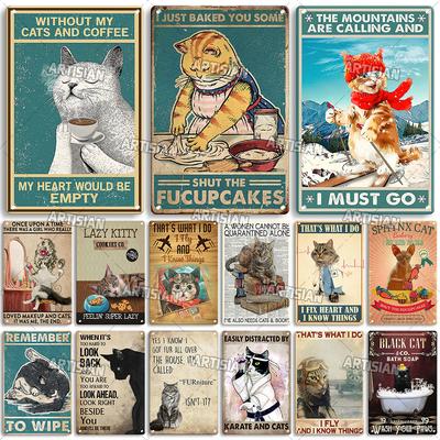 Artisan Cat Retro-Metallschild, lustiges Haustier, Vintage-Schild, dekoratives Blechschild, für Garage, Bar, Pub, Club, Küche, Zuhause, Männerhöhle, Wanddekoration