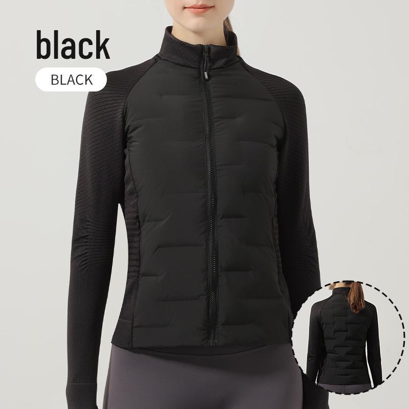 Leichte nahtlose Damen-Laufjacke aus weißer Gänsedaune