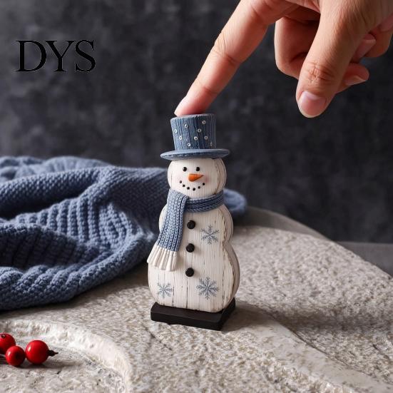 Holiday Wood Ornaments 7Pcs Christmas Snowman Tree Reindeer Figurines, 2D Wooden Tiered Tray Easy Storage Crafts Decor, Rustic Farmhouse Tabletop