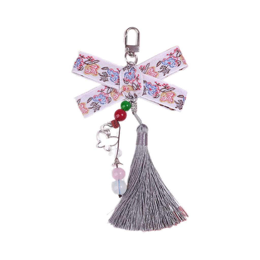 Chinese Style Bowknot Keychain Pendant with Tassels Unique Bows Beaded Keyring Women Bag Accessory for Fashion Lovers