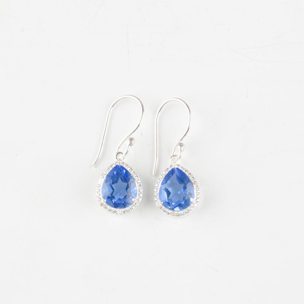 Tanzanite Gemstone 925 Sterling Silver Jewelry Zircon Drop/Dangle Earrings1.80" CZE-4-7