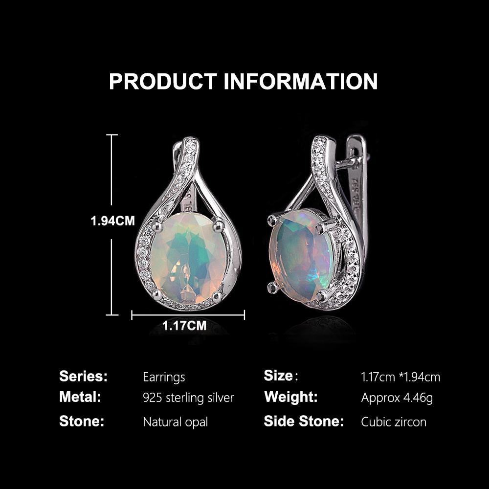 Colorful natural oval 8*10mm ethiopia opal ring earrings 925 sterling silver luxury fine jewelry set for women's engagement gift