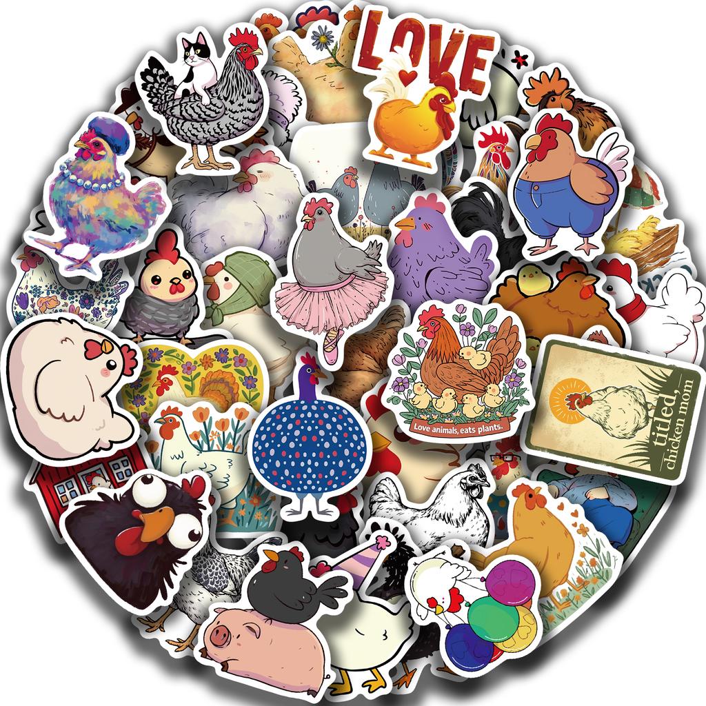 50PCS Cartoon Chicken Animal Personality Creative Sticker Desk Refrigerator Phone Skateboard Waterproof Sticker