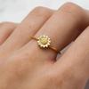 Cao Shi Sunflower Flower Ring: Artistic Korean-Japanese Index Finger Ring for Women